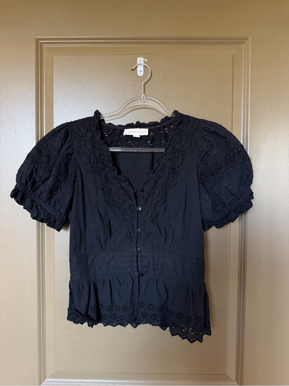 Jennifer & Grace Black Eyelet Blouse